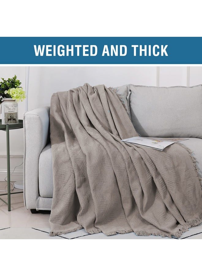 H.VERSAILTEX Cotton Sofa Covers Couch Cover Sofa Slipcover for Most Shape Sofas, Feature Thick Woven Jacquard Seamless with Tassels, Multi-Use Decorative for Couch (XX-Large: 91" x 134", Sand) - Image 5