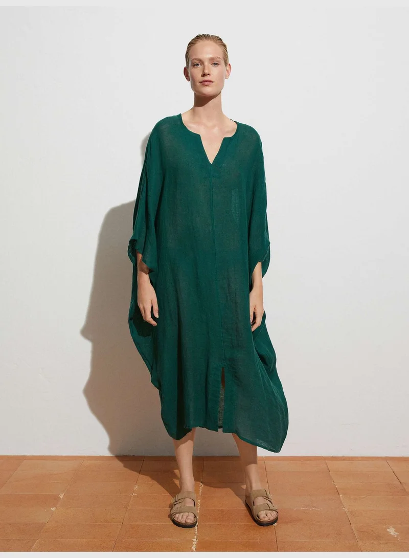 oysho 100% linen oversize kaftan