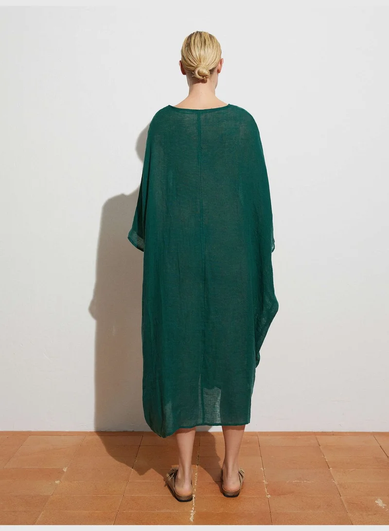 oysho 100% linen oversize kaftan