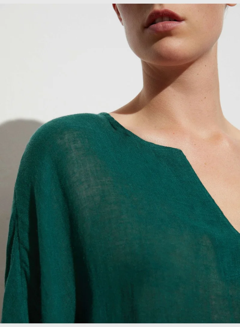 oysho 100% linen oversize kaftan