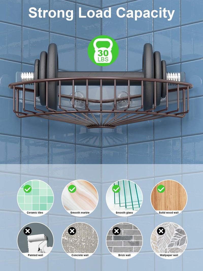 SMARTAKE 2-Pack Corner Shower Caddy  SUS304 Stainless Steel  Wall Mounted Bathroom Shelf with Adhesive  Storage Organizer for Toilet  Dorm and Kitchen (Bronze) - Image 2