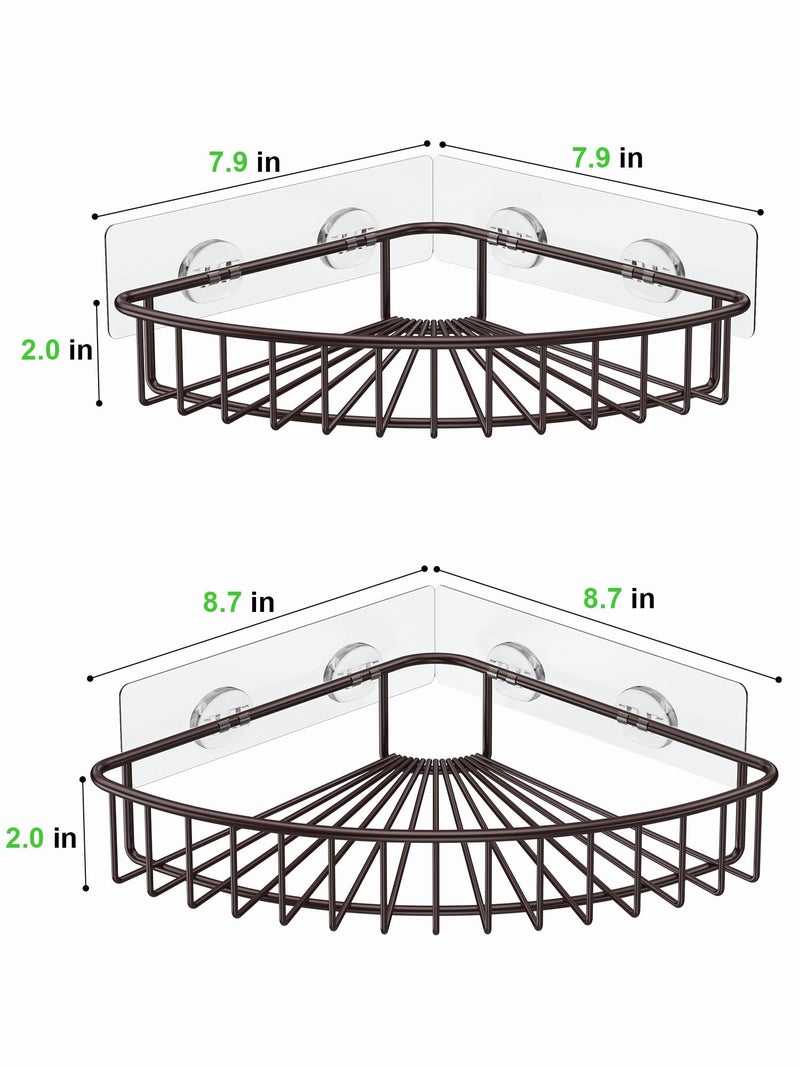 SMARTAKE 2-Pack Corner Shower Caddy  SUS304 Stainless Steel  Wall Mounted Bathroom Shelf with Adhesive  Storage Organizer for Toilet  Dorm and Kitchen (Bronze) - Image 4