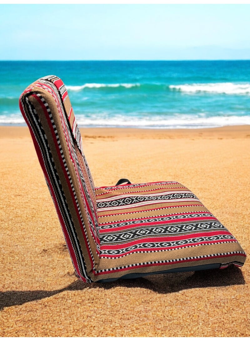 Floor Lounge Chair with a high back - Lightweight, Foldable, Sand Proof Polyester Beach & Camping Chair - Brown - Image 3