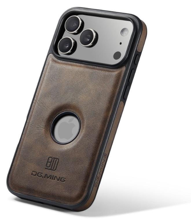 ديجمينغ جراب حماية خلفي جلد صناعي مع فتحة شعار مضاد للصدمات متوافق مع   Iphone 17 Pro Max (كوفي) - Image 1