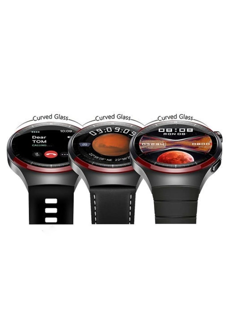 ENGEAR Smart Watch GT5 Pro Round Shape Curved Display With 3 Pair Straps and Wireless Charger Black - Image 2