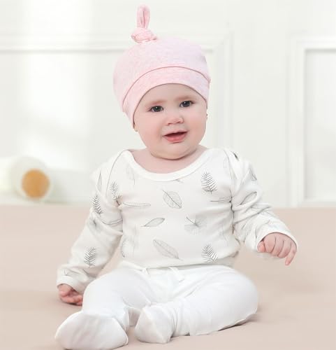 Owlivia 100% Organic Cotton Baby Boy Girl 2-Pack Footed Pants Wiggle Pants Jogging Pants(White & Grey Melange, Newborn) - Image 2