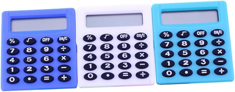 حاسبة جيب بلاستيكية 3 قطع - حاسبة حسابية صغيرة للطلاب والامتحانات - نمط عشوائي - Image 1