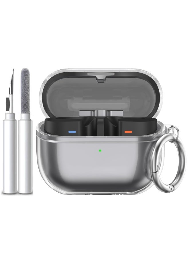 أنيوغرو حافظة Samsung Galaxy Buds 3 Pro/حافظة Buds 3، غطاء واقي شفاف من مادة TPU مع قفل آمن، مقاوم للصدمات والخدوش، يشمل مجموعة تنظيف وسلسلة مفاتيح (شفاف) - Image 1