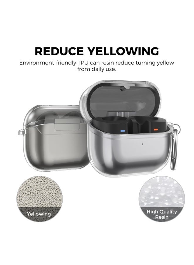 أنيوغرو حافظة Samsung Galaxy Buds 3 Pro/حافظة Buds 3، غطاء واقي شفاف من مادة TPU مع قفل آمن، مقاوم للصدمات والخدوش، يشمل مجموعة تنظيف وسلسلة مفاتيح (شفاف) - Image 4