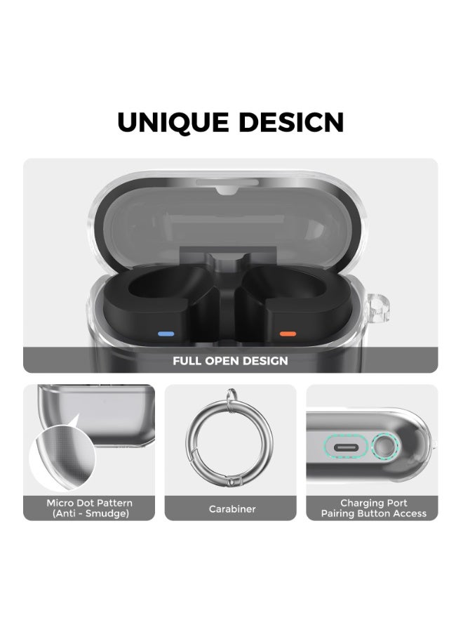 أنيوغرو حافظة Samsung Galaxy Buds 3 Pro/حافظة Buds 3، غطاء واقي شفاف من مادة TPU مع قفل آمن، مقاوم للصدمات والخدوش، يشمل مجموعة تنظيف وسلسلة مفاتيح (شفاف) - Image 3