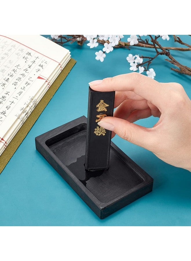 PH PandaHall Chinese Calligraphy Inkstone With Ink Stick Traditional Chinese Ink Stones Sumi Drawing Ink Dish Ink Well Ink Tray For Chinese New Year Couplets Traditional Calligraphy Practice Painting - Image 3
