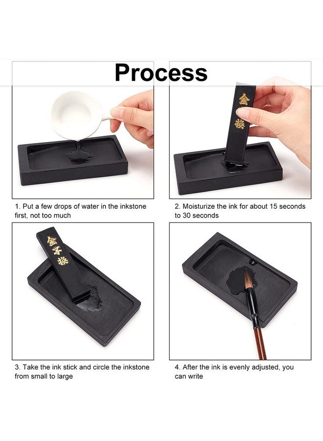 PH PandaHall Chinese Calligraphy Inkstone With Ink Stick Traditional Chinese Ink Stones Sumi Drawing Ink Dish Ink Well Ink Tray For Chinese New Year Couplets Traditional Calligraphy Practice Painting - Image 5