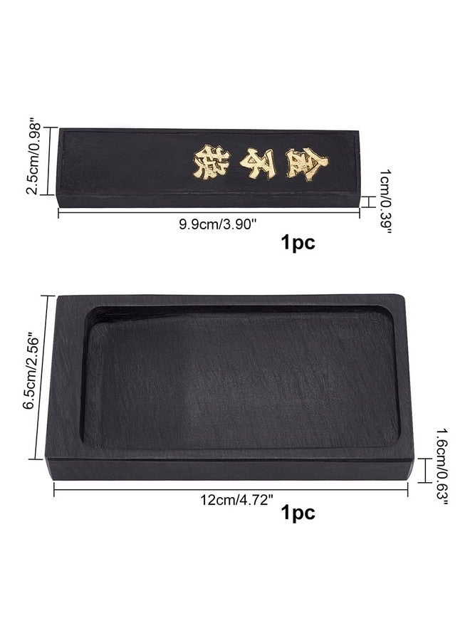 PH PandaHall Chinese Calligraphy Inkstone With Ink Stick Traditional Chinese Ink Stones Sumi Drawing Ink Dish Ink Well Ink Tray For Chinese New Year Couplets Traditional Calligraphy Practice Painting - Image 4
