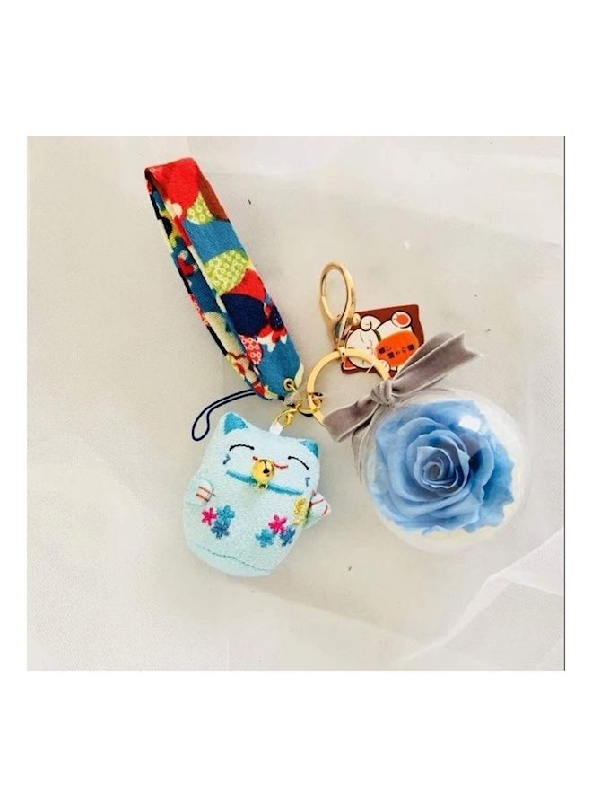 NIBEMINENT Flower With Lucky Cat Key Chain