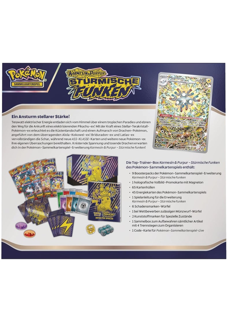 Pokemon - Trading Card Game: Top Trainer Box Crimson & Purple - Stormy Sparks (1 Full Screen Promo Card, 9 Booster Packs & Premium Accessories) - Image 3