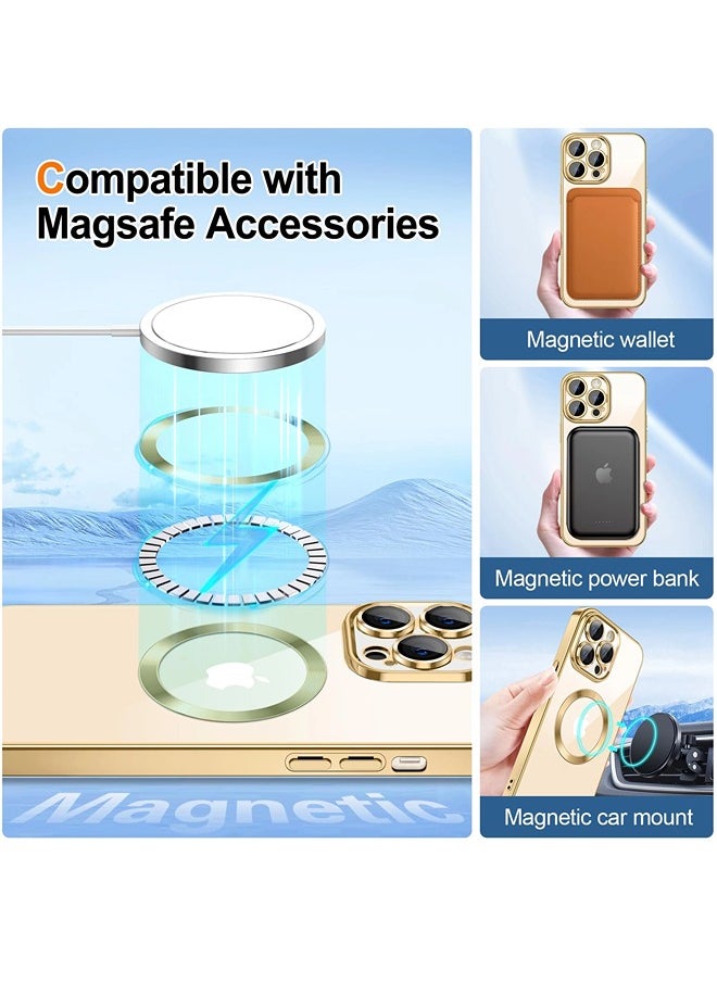 ShebSheb iPhone 12 Pro Case Glitter, Clear Magnetic Phone Cases with Camera Lens Protector [Compatible with MagSafe] Bling Sparkle Plating Soft TPU Shockproof Protective Cover Women Girls  - Image 5