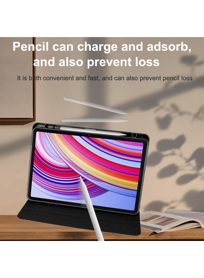 بوينوس جراب شاومي بوكو باد دوار 360 درجة، جراب شاومي ريدمي باد برو، أنيق على شكل دفتر ملاحظات، شاومي ريدمي باد برو، جراب 12.1 بوصة، مكان لتخزين القلم، عمودي، أفقي، حامل، ظهر شفاف - Image 4