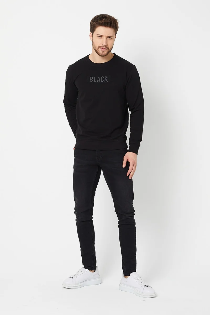 ام ار اس كلوثينج Black 3D Printed Standard Fit Men's Thin Sweatshirt Black