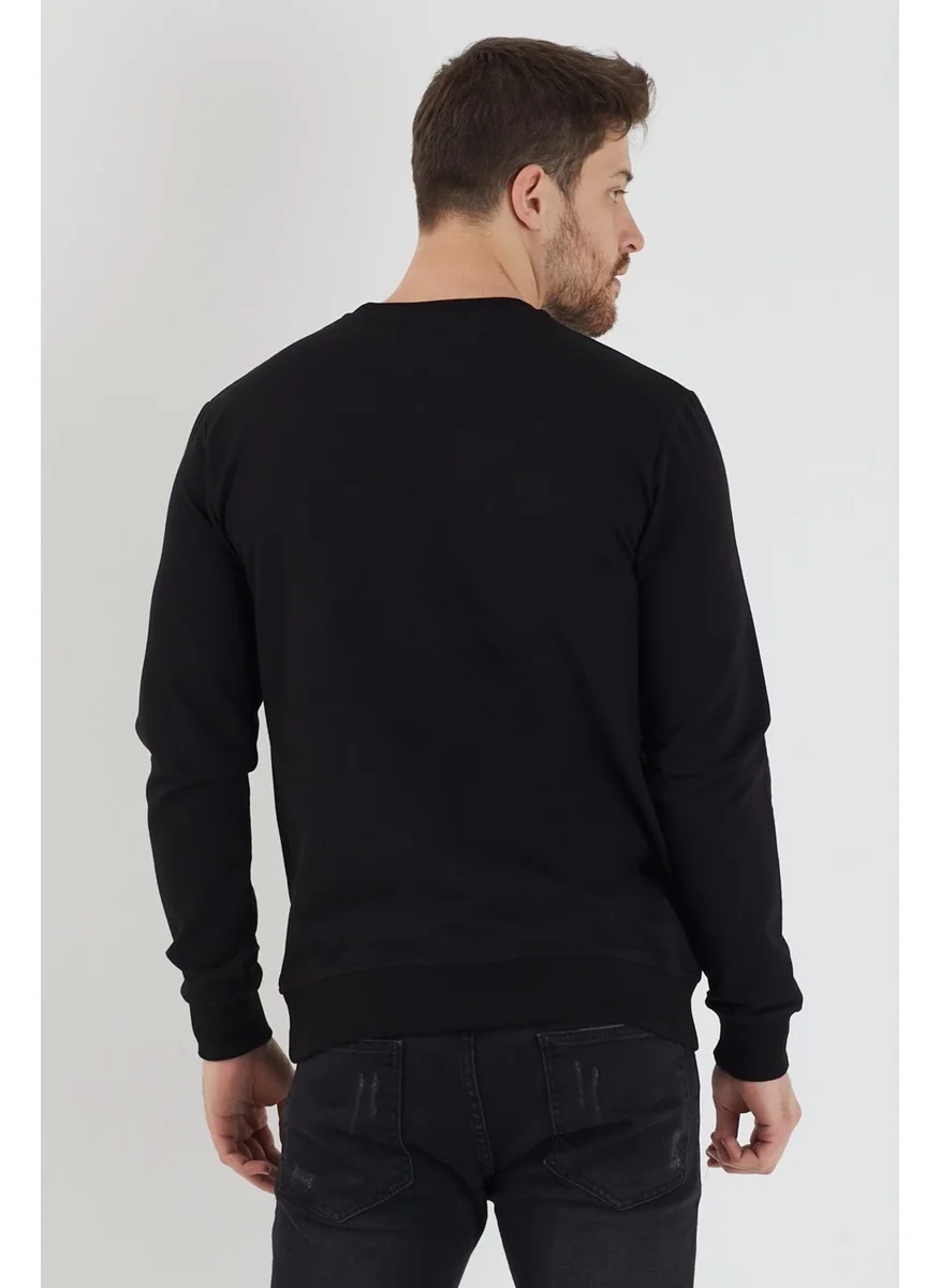 MRS Clothing Black 3D Printed Standard Fit Men's Thin Sweatshirt Black