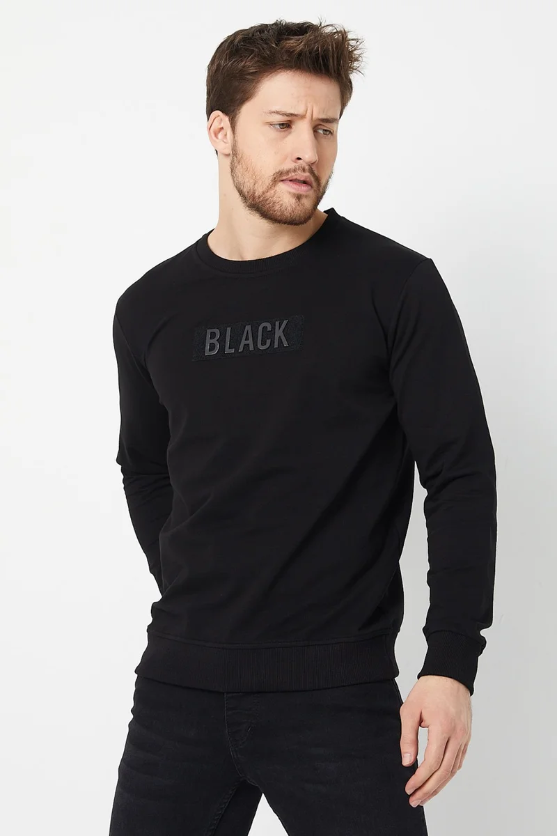 ام ار اس كلوثينج Black 3D Printed Standard Fit Men's Thin Sweatshirt Black