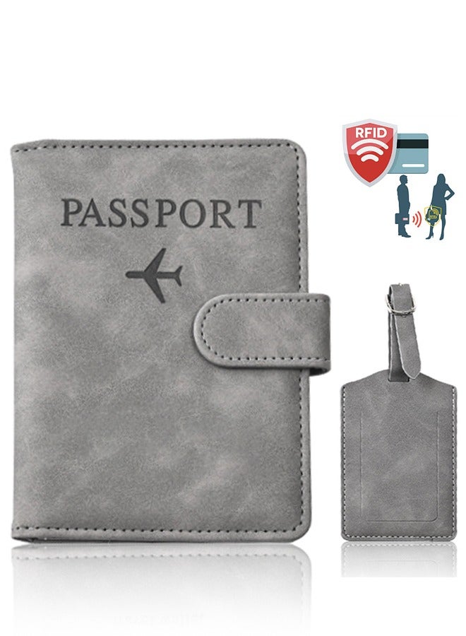 2pcs Passport Holder Set,Passport Cover Bag With RFID,Foldable PU Leather Travel Wallet Accessories Protect Security Privacy for Men and Women 11X14.8cm  - Image 1