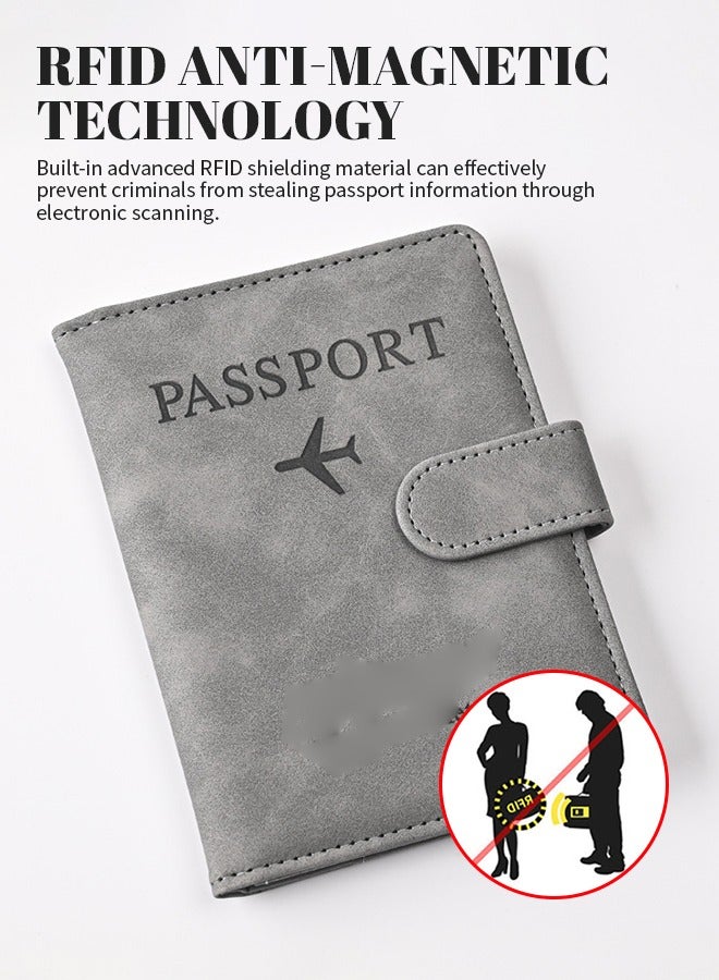 2pcs Passport Holder Set,Passport Cover Bag With RFID,Foldable PU Leather Travel Wallet Accessories Protect Security Privacy for Men and Women 11X14.8cm  - Image 2