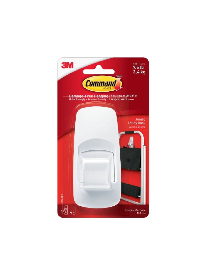 Command Jumbo Hook with 4 Strips White Large  - Image 1