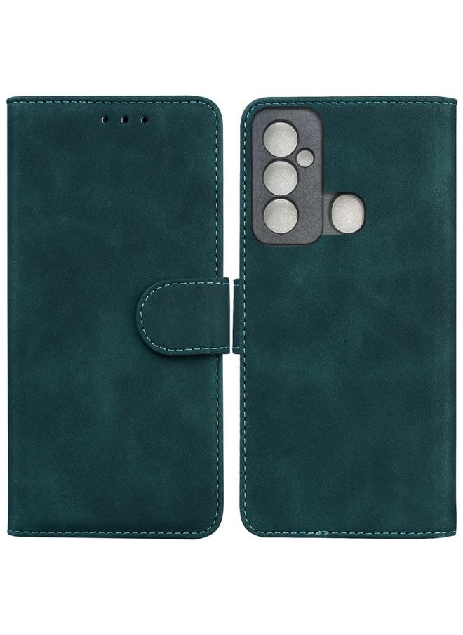 HuHa Case Cover For For Tecno Spark 6 GO Skin Feel Pure Color Flip Leather Phone Case(Green) 