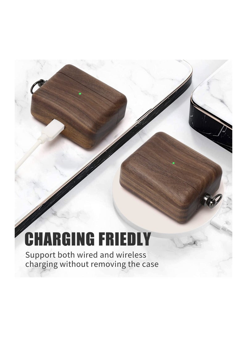 Wood Case for Airpod 3 , Full-Body Protective Case Wooden Cover with Carabiner Handcrafted Case Wooden Earbud Case Stylish Protector Case with Hook Stylish Holder for AirPods 3 2021 - Image 4