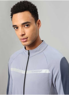 Technosport High Neck Full Sleeve Colorblock Fleece Jacket by Styli  - Image 3