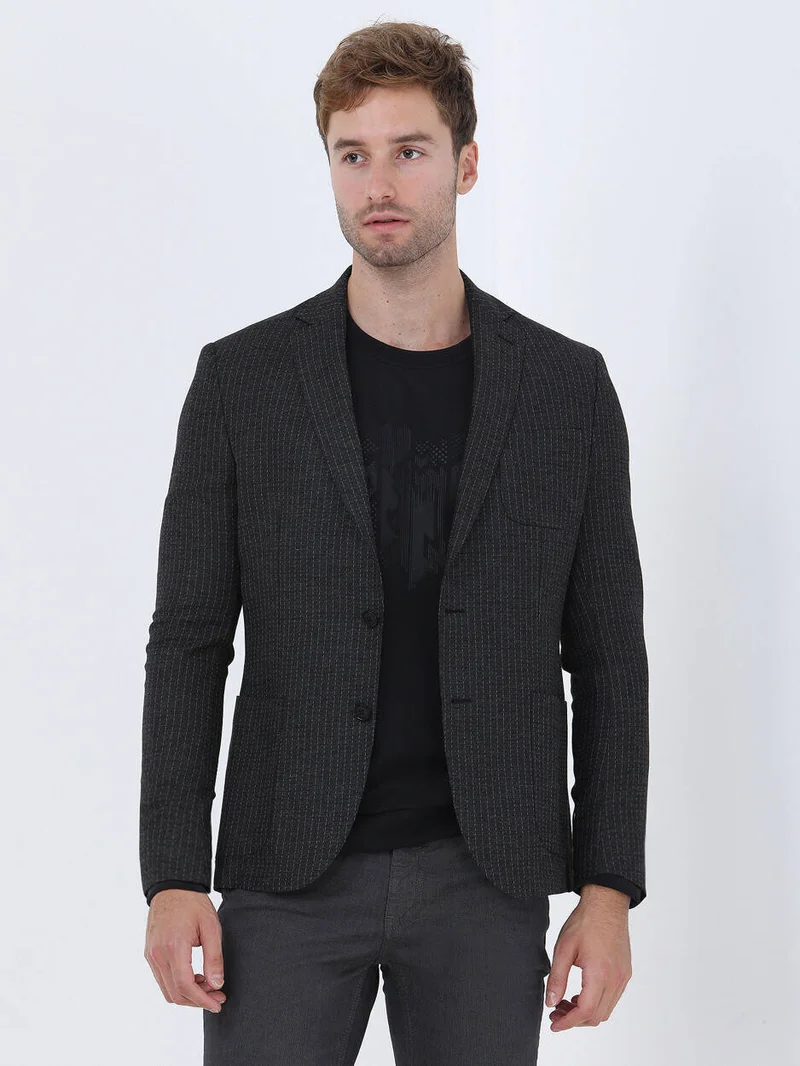 Kip Anthracite Striped Modern Fit Suit