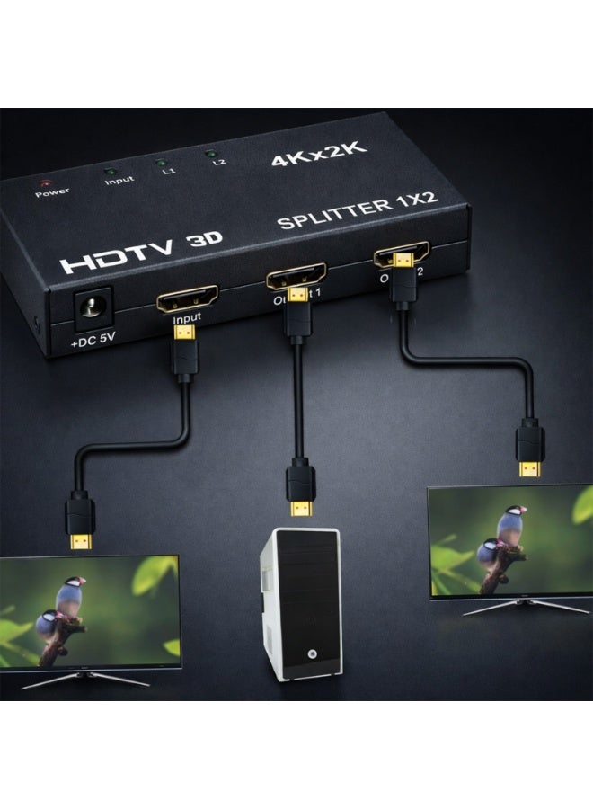 موزع إشارة HDMI بدقة 4K من باور لاب (1x2) | موزع إشارة HDMI بدقة UHD 4Kx2K بمعدل 30 هرتز | مدخل واحد ومخرجان | يدعم تقنية 3D ودقة Full HD 1080P | متوافق مع أجهزة التلفزيون، وأجهزة الكمبيوتر المحمولة، وPS5، وXbox، وأجهزة العرض - Image 3