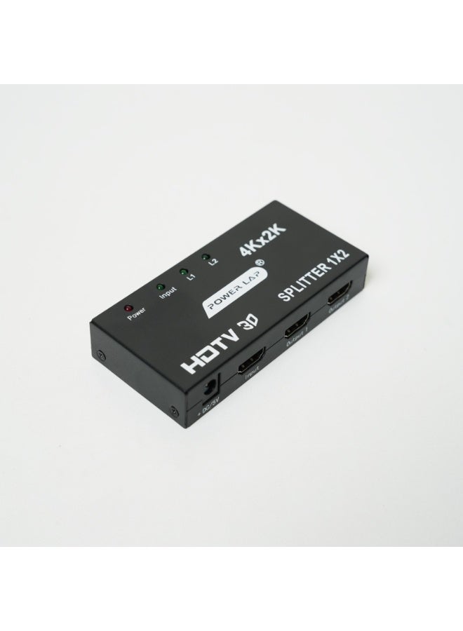 موزع إشارة HDMI بدقة 4K من باور لاب (1x2) | موزع إشارة HDMI بدقة UHD 4Kx2K بمعدل 30 هرتز | مدخل واحد ومخرجان | يدعم تقنية 3D ودقة Full HD 1080P | متوافق مع أجهزة التلفزيون، وأجهزة الكمبيوتر المحمولة، وPS5، وXbox، وأجهزة العرض - Image 1