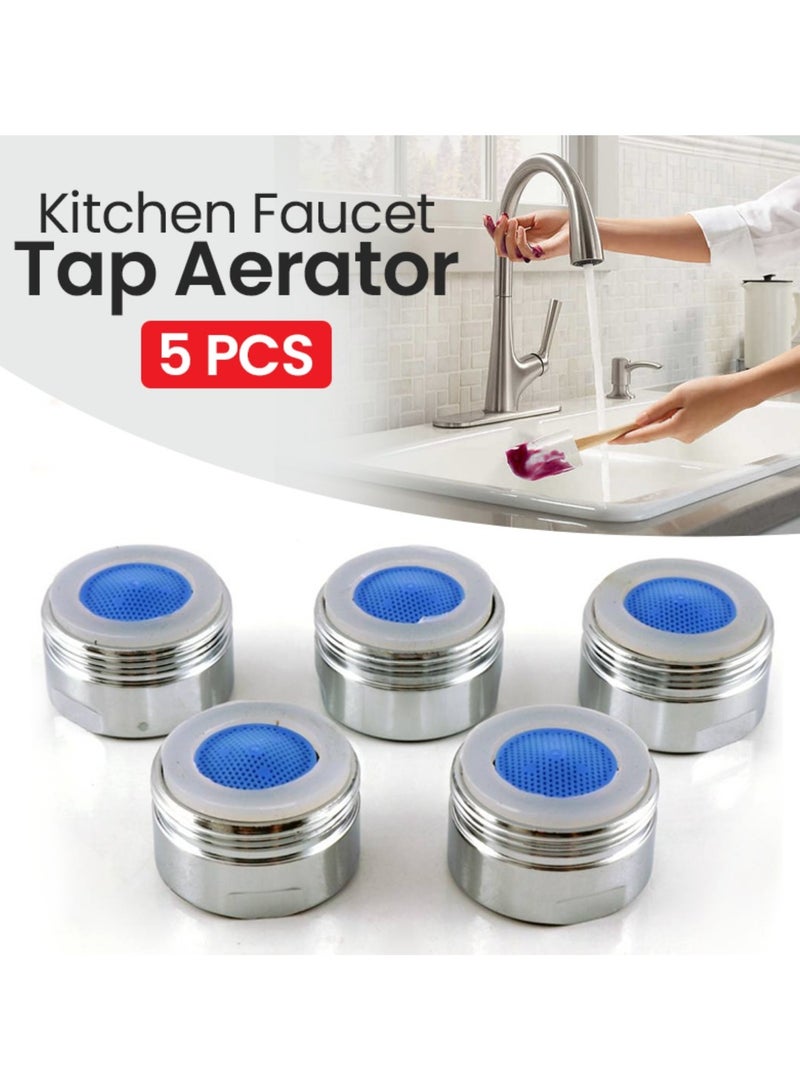 Water Saving Male Faucet Aerator, Bathroom Sink Aerator, 24mm Faucet Filter with Gasket & Wrench - for Kitchen Bathroom Silver (5 Pcs) - Image 1