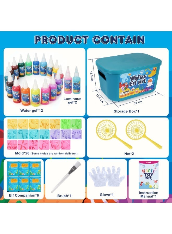 Aqua Fairy Water Gel Kit – 46 PCS Magic Toy Set with 20 Molds & 14 Gels, Aqua Gelz DIY Craft Kit for Kids Ages 4-8, Educational Birthday Gift for Boys & Girls, Holiday Party Favors - Image 2