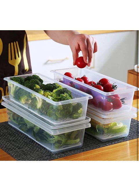 Ankit traders 6 Food Storage Container Lid Fridge Storage Box Stackable Plastic Freezer Storage Containers To Keep Fresh for Fish Meat Vegetables Fruits etc Pack of 6