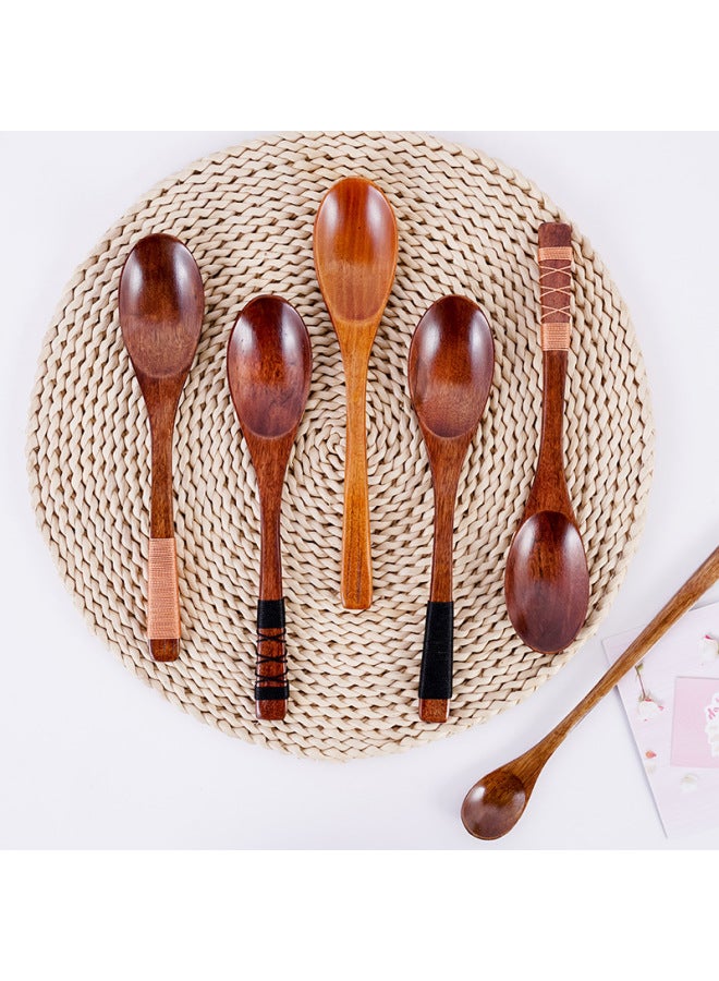 Factory Wholesale Wooden Nanmu Spoon Wrapped Wooden Spoon Fork Portable Honey Spoon Spot Supply Lotus Wood Can Be Engraved L-Color:23x 4 Old Lacquer Paint Semicircle Handle  - Image 4