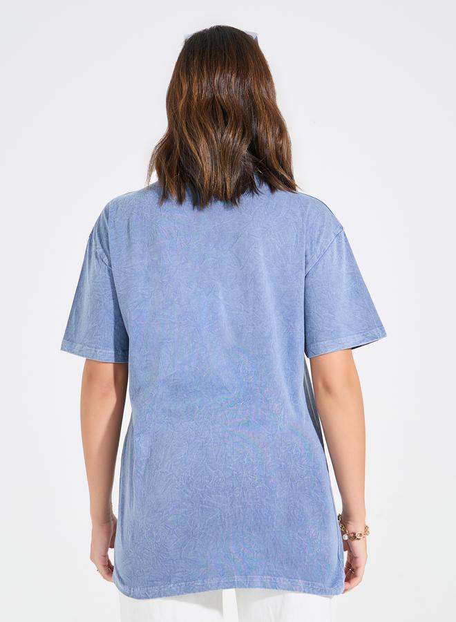 ستايلي تيشيرت بطبعة فراشة واسعة بغسيل حمضي - Image 4