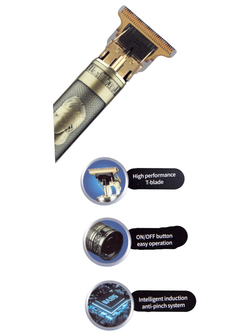 Krome Professional T-Blade High Perfomance Electric Hair Trimmer Set For Men Golden - Image 3
