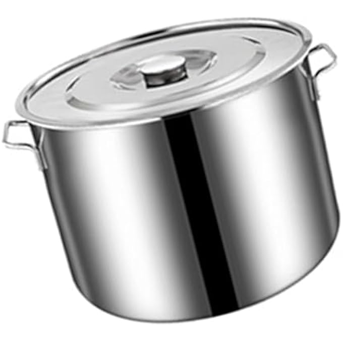 زيروديس أواني طهي من الفولاذ المقاوم للصدأ، قدر حساء كبير مع غطاء ومقابض جانبية، أدوات مطبخ مناسبة للطهي في المطاعم المنزلية، الغلي، القلي، الحساء - Image 2