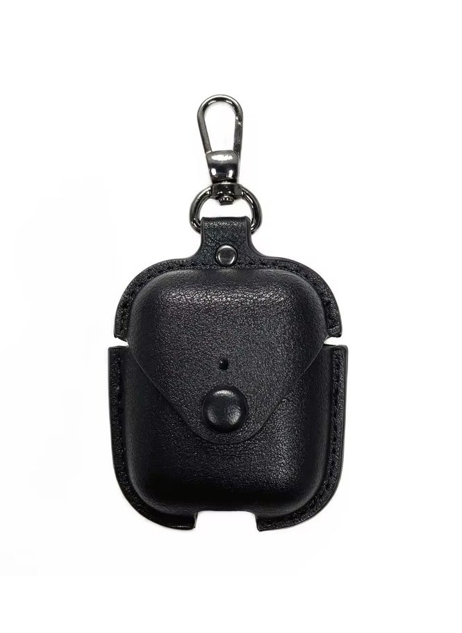 TWEGGON Airpods 2/1 Case, Luxury Leather Case Compatible with Apple Airpods 1/2 Black  - Image 1