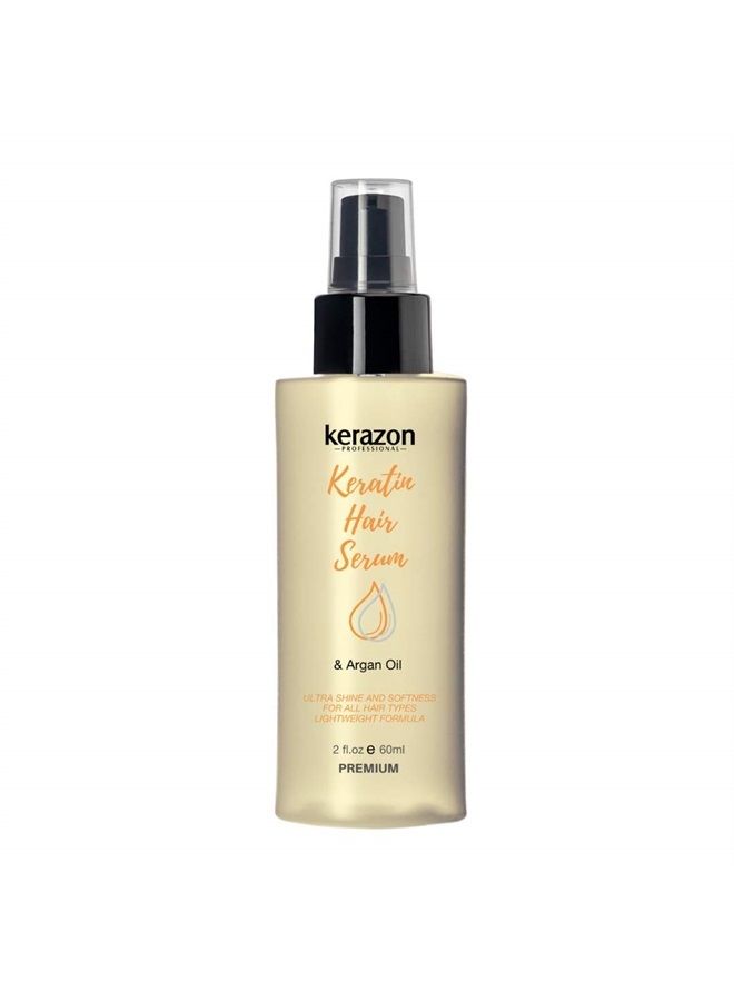 KERAZON Keratin Hair Serum Argan Oil Smoothing Dry Damage Repair Treatment Premium Formula, Anti Frizz Hair Protection  - Image 1