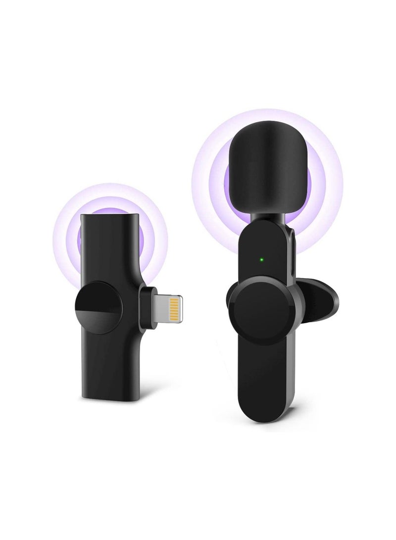 Wireless Lapel Lavalier Microphone for iPhone iPad Recording,YouTube Facebook Live Stream,Vlog, Auto-Sync Wireless Mic with 2 Clips - Image 1