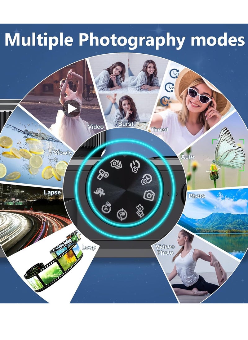 Generic - 64MP Digital Camera, 4K Vlogging Camera, Auto Focus Camera with 18X Zoom, Compact Small Camera with 3 Inch Flip Screen, Small Camera for Boys Girls, for Photography Video - Image 1