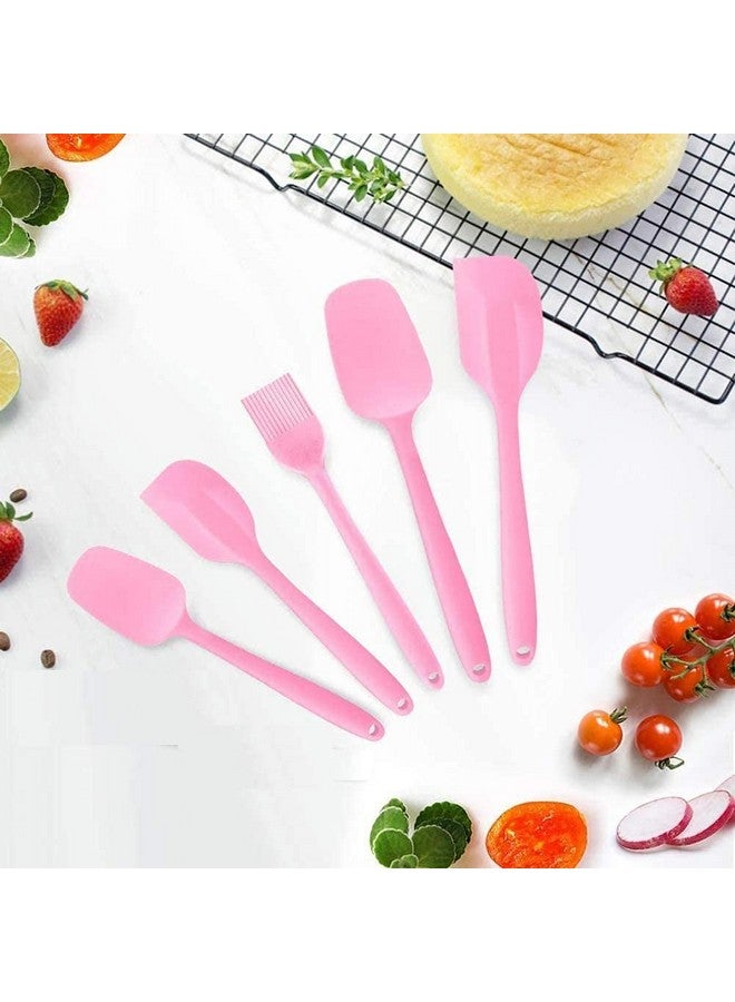 P-Plus International Silicone Spatula Set 5-Piece - 446F Heat-Resistant Baking Spoon Spatula - Seamless One-Piece Design- Non-Stick Silicone Stainless Steel Core (Spatula Set of 5 Pink) - Image 5