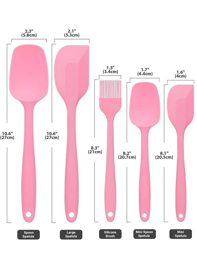 P-Plus International Silicone Spatula Set 5-Piece - 446F Heat-Resistant Baking Spoon Spatula - Seamless One-Piece Design- Non-Stick Silicone Stainless Steel Core (Spatula Set of 5 Pink) - Image 2