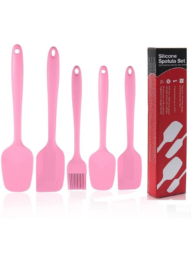 P-Plus International Silicone Spatula Set 5-Piece - 446F Heat-Resistant Baking Spoon Spatula - Seamless One-Piece Design- Non-Stick Silicone Stainless Steel Core (Spatula Set of 5 Pink) - Image 1