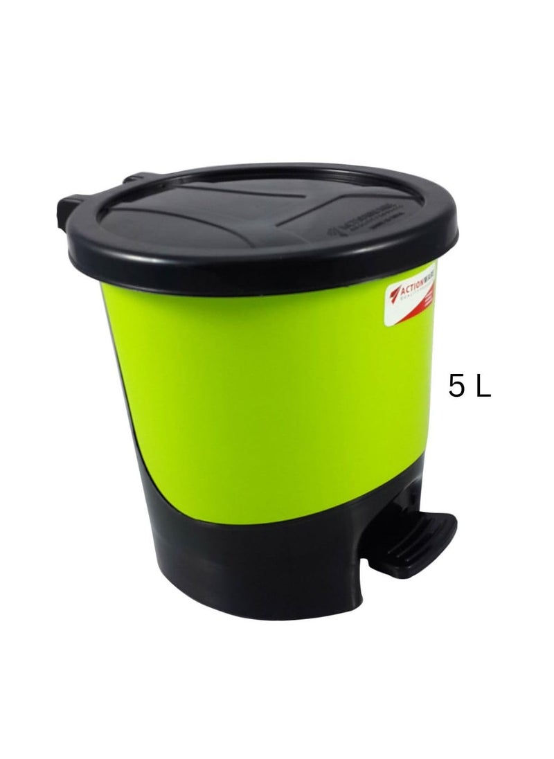 pelton pelton Plastic Pedal Bin with Lid 5 Litres Capacity Lime Green and Black  - Image 2