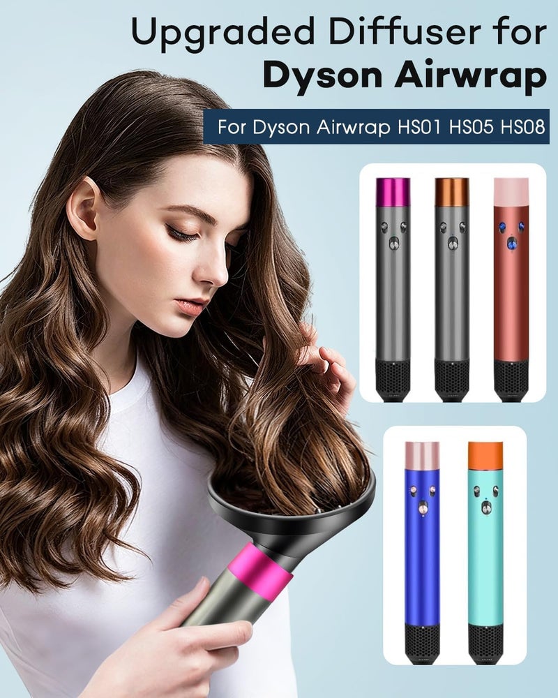 تشان تشنج ملحق الناشر المطور من لـ Dyson Airwrap HS01/HS05/HS08 - يحول إلى مجفف شعر، تجفيف سريع للشعر المموج والمجعد والكثيف، فوهات من ألياف النايلون المقاومة للحرارة، أسود - Image 2