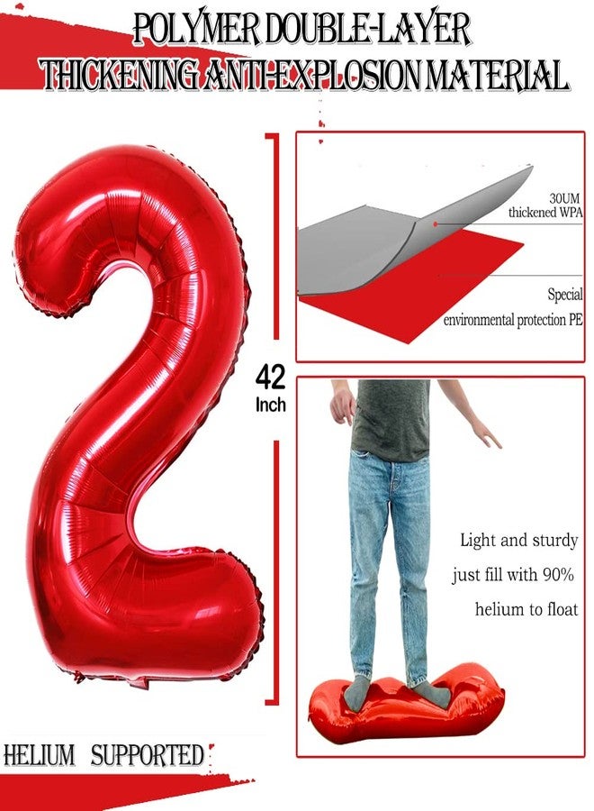 GOER Number 25 Balloons for 25th Birthday Party Decorations,42 Inch Jumbo Foil Helium 52 Balloons for 52nd Birthday Party Decoration (Red) - Image 2
